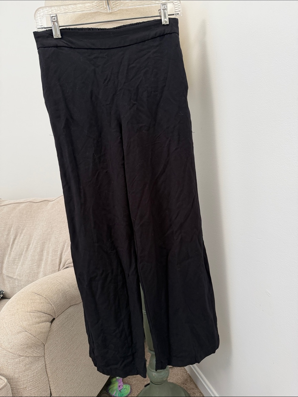 Black womens Wide-Leg Casual Pants